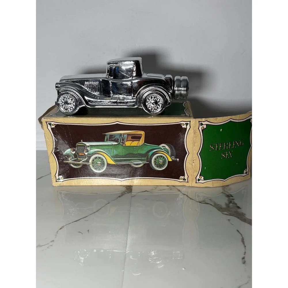 Vintage 1978 Avon Sterling Six Tai Winds After Shave Silver Car Decanter 7oz Box